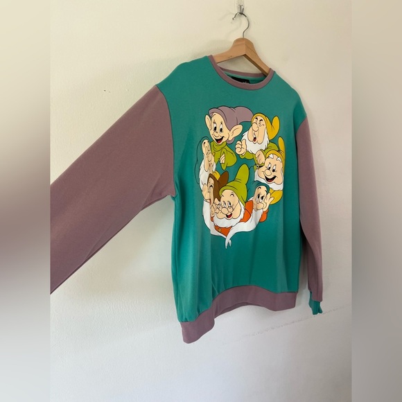 Cakeworthy Seven Dwarves Graphic Colorblock Crewneck Sweatshirt Size Large - Picture 6 of 11